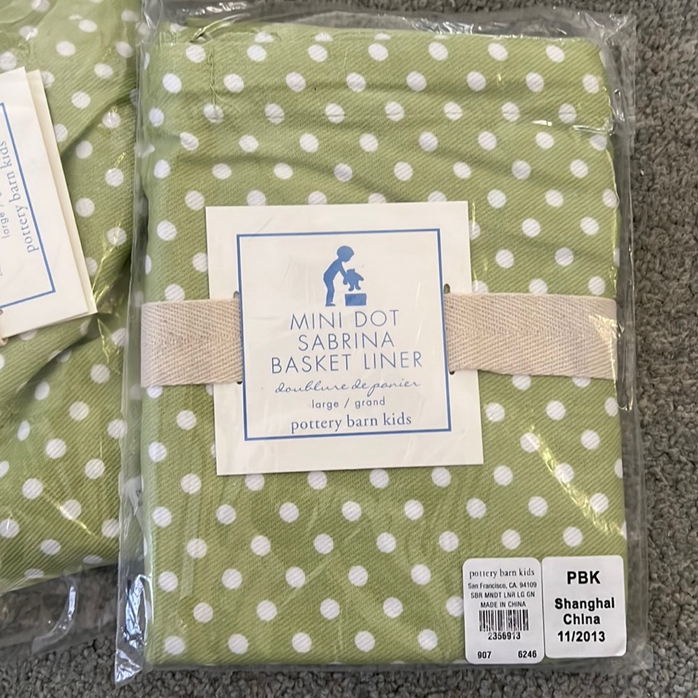 TWO Pottery Barn Sabrina Basket Liners - NWT!